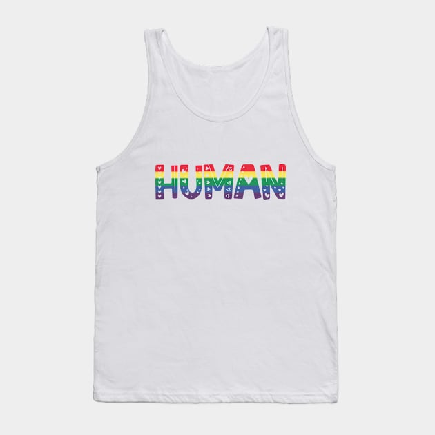 Colorful HUMAN Typography Illustration Design lgbt Tank Top by jodotodesign